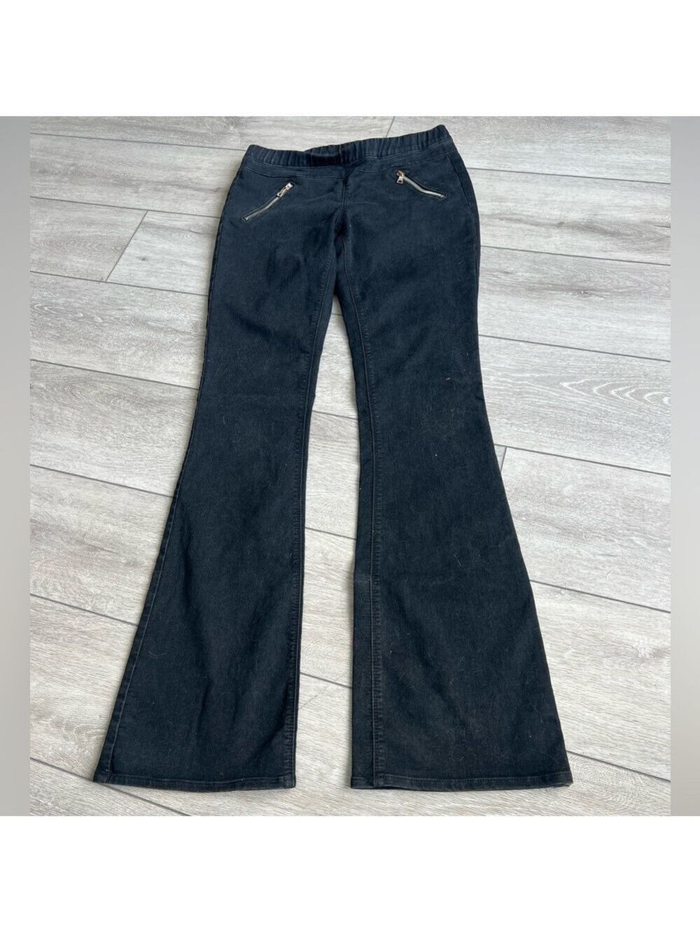 RtA Black Wide-Leg pull on zipper detail denim Jeans size small